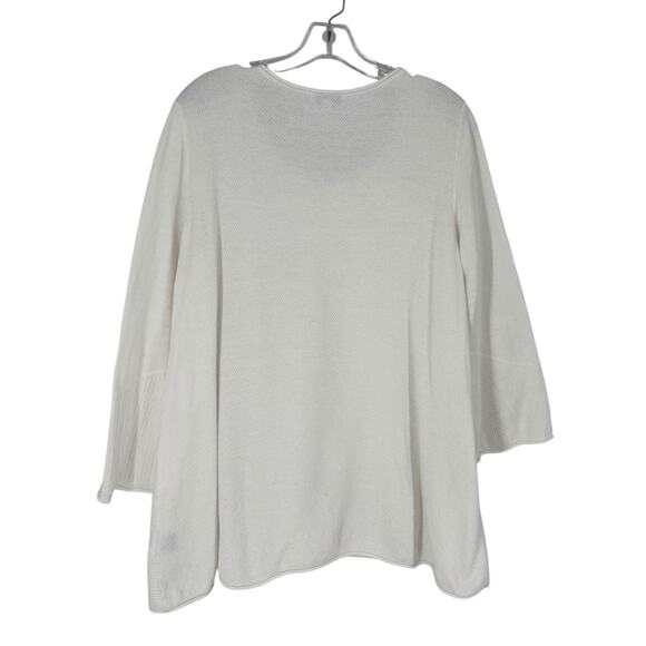 Habitat Textured Cotton Tunic Sweater White Large Womens Lagenlook Boho Relaxed - Picture 2 of 8